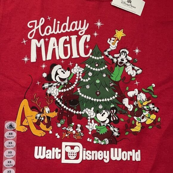 NWT DISNEY PARKS HOLIDAY TOP | Youth Tee - Picture 2 of 3